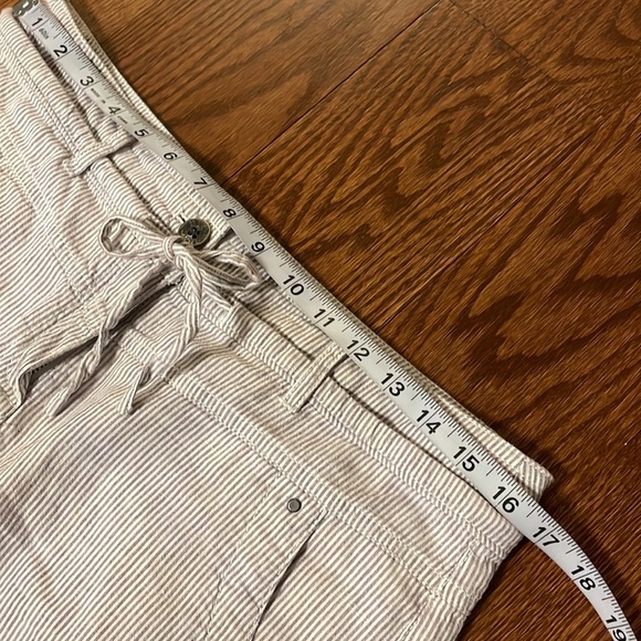 Dalia Collection modern fit mini skirt linen cotton blend striped draw string 6 - Picture 9 of 11